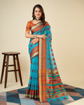 Vedant Vastram Cotton Silk Silk Jacquard Fancy Saree - Rama | Grocsy