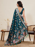 Vedant Vastram Soft Litchi Silk Banarasi Silk Jacquard Saree - Firozi | Grocsy