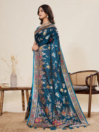 Vedant Vastram Soft Litchi Silk Banarasi Silk Jacquard Saree - Rama | Grocsy