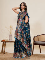 Vedant Vastram Soft Litchi Silk Banarasi Silk Jacquard Saree - Rama | Grocsy