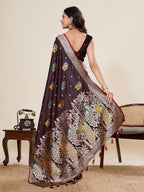 Vedant Vastram Soft Litchi Silk Banarasi Silk Jacquard Saree - Maroon | Grocsy