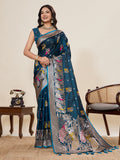 Vedant Vastram Soft Litchi Silk Banarasi Silk Jacquard Saree - Rama | Grocsy