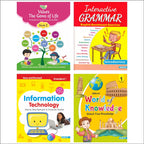 Self Enhancement Student Workbooks Grade 1| Set of 4| Computer,Grammar,World of Knowledge,Value Education| Ages 6-7 Year | Grocsy