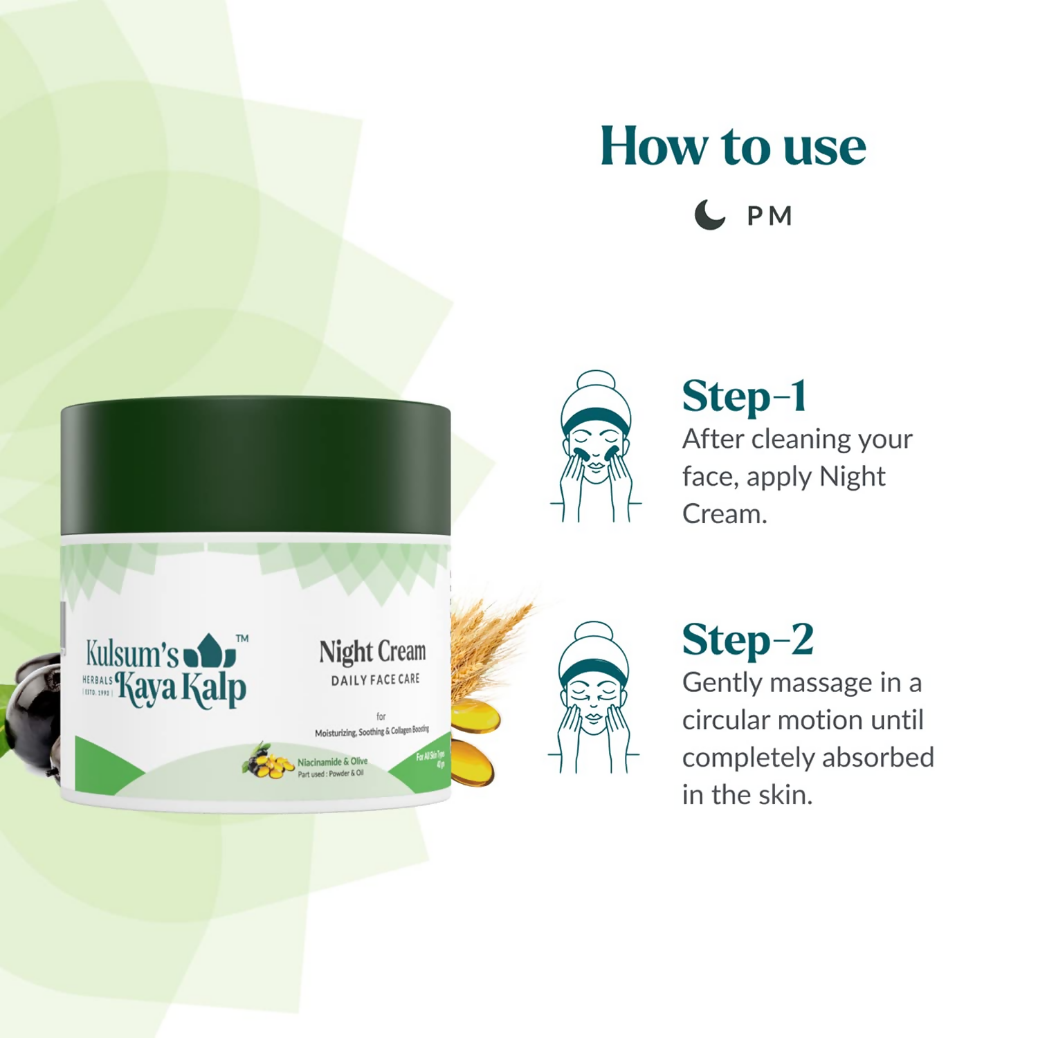 Kulsum's Kaya Kalp Night Cream For Skin Moisturization, Soothing & Collagen Boosting | Grocsy