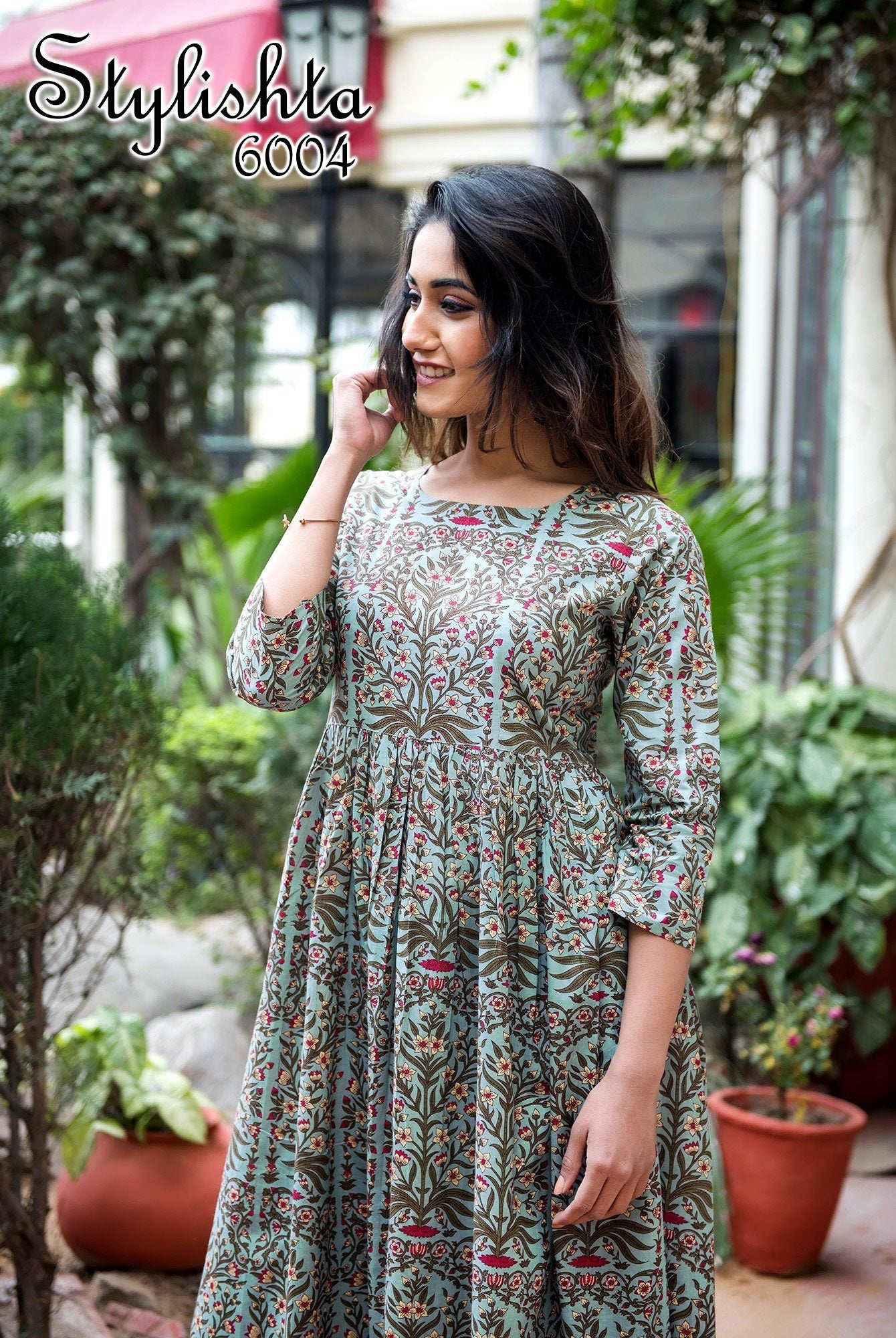 Designer Partywear Printed Light Cyan Pure Maslin Gown - Anbazaar | Grocsy