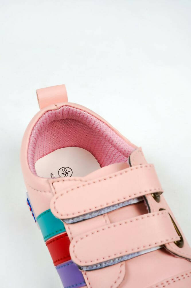 Tiny Bugs For Boys & Girls Double Velcro Sneakers - Pink | Grocsy