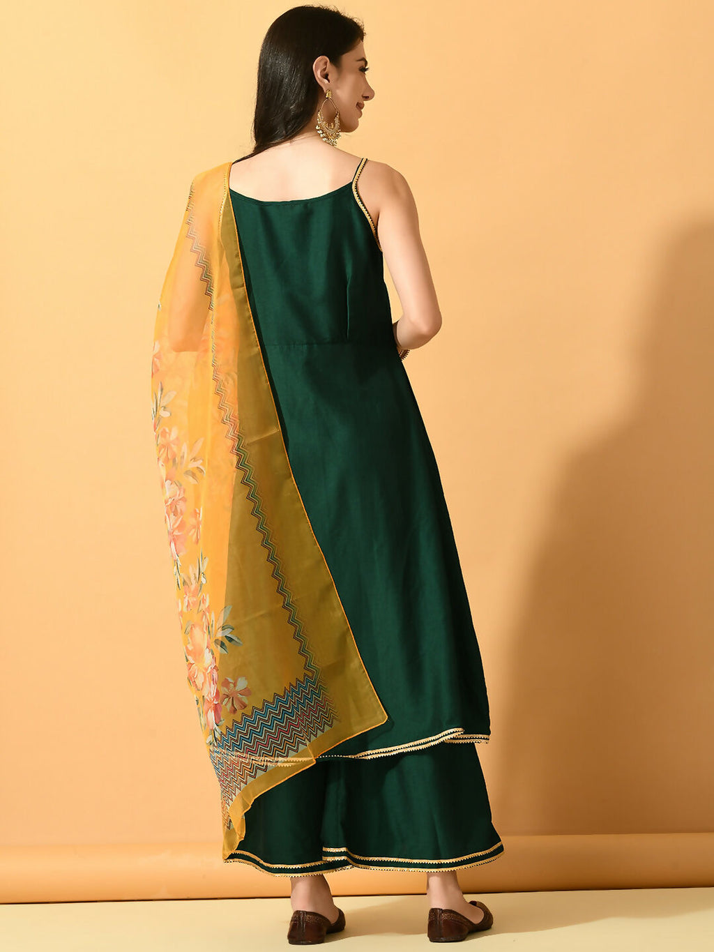 Myshka Women's Green Solid Party Kurta Sets | Grocsy