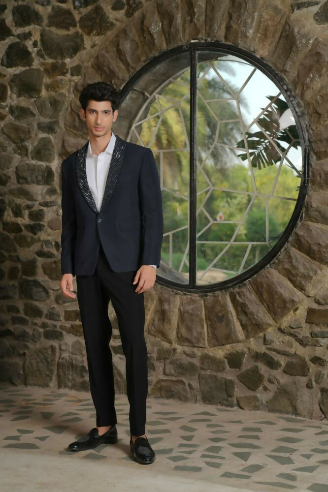 Navy Blue Tailored Co-Ord Set by Hilo Design | Grocsy