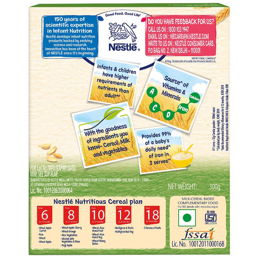 Nestle Cerelac Baby Cereal with Milk - Wheat-Rice Mixed Veg, From 10 to 24 Months | Grocsy