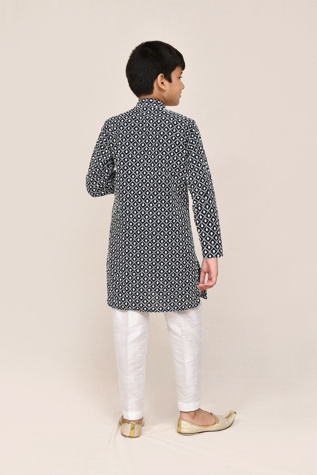 Joban Fashion Cotton Navy Blue Kurta With Straight Fit Pant | Grocsy