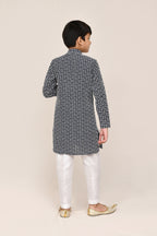 Joban Fashion Cotton Navy Blue Kurta With Straight Fit Pant | Grocsy
