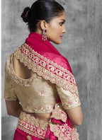 Vegaa Fashion Red Silk Embroidered Wedding Wear Saree | Grocsy