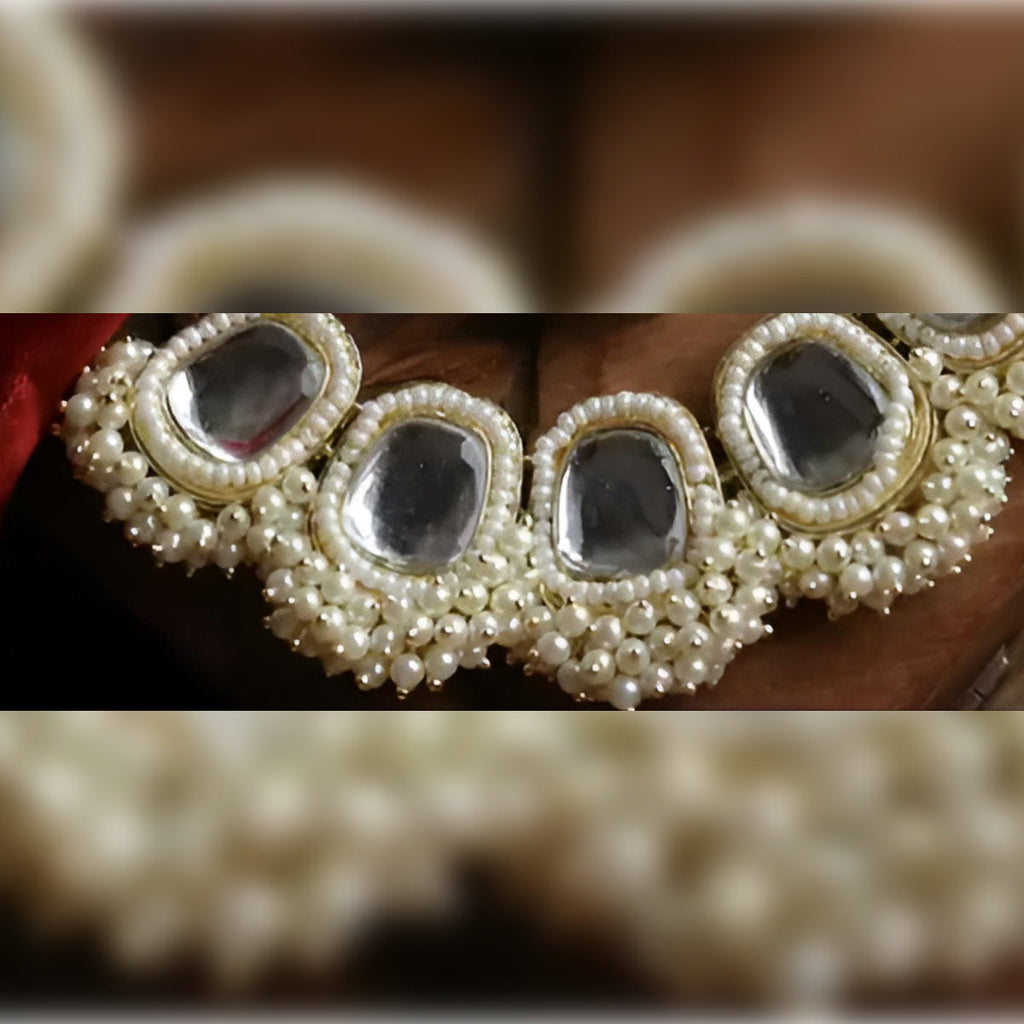 Jewel City Regal Pearl and Crystal Necklace - Handcrafted Ethnic Bridal Jewelry | Grocsy