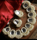 Jewel City Regal Pearl and Crystal Necklace - Handcrafted Ethnic Bridal Jewelry | Grocsy