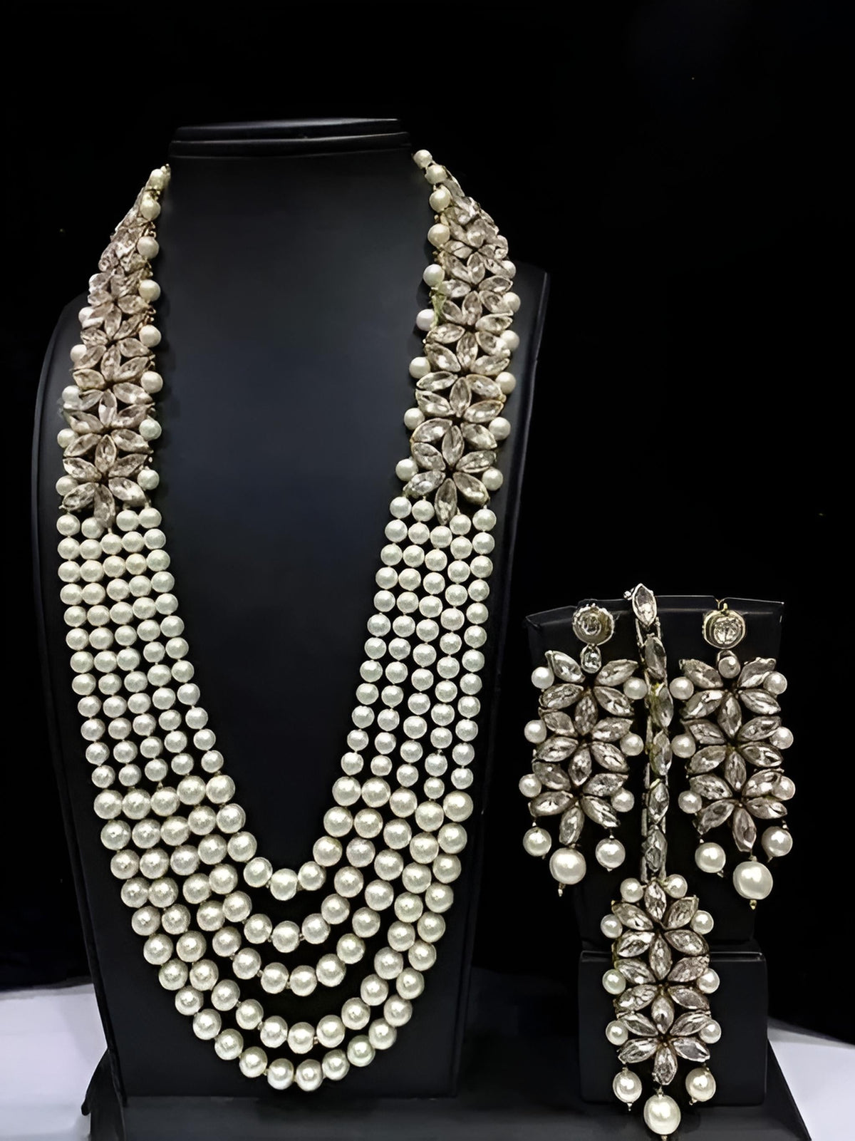 Jewel City Regal Pearl Necklace and Earring Set - Elegant Bridal Jewelry | Grocsy