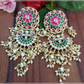Jewel City Exquisite Polki Kundan Stone and Pearl Earrings - Regal Ethnic Bridal Jewelry | Grocsy