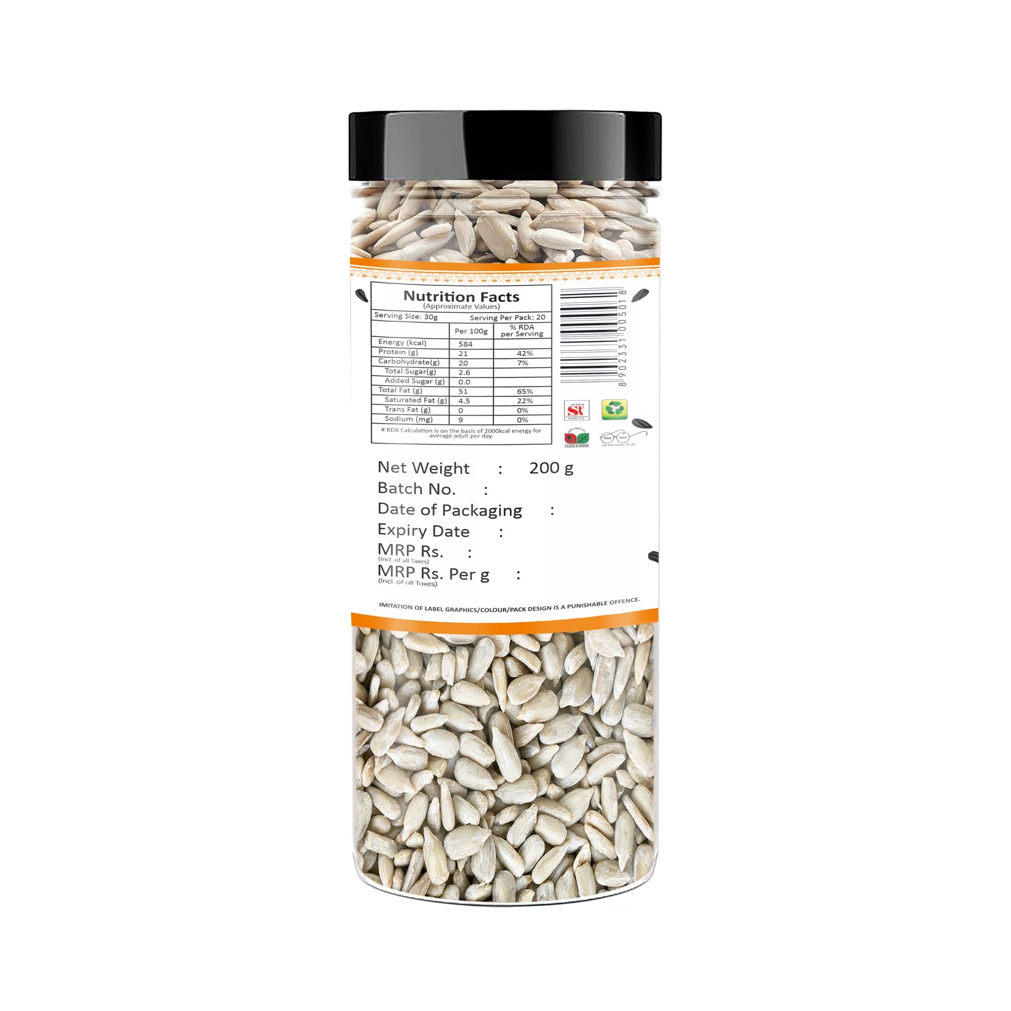 Yum Yum Roasted & Salted Sunflower Seeds Jar | Grocsy