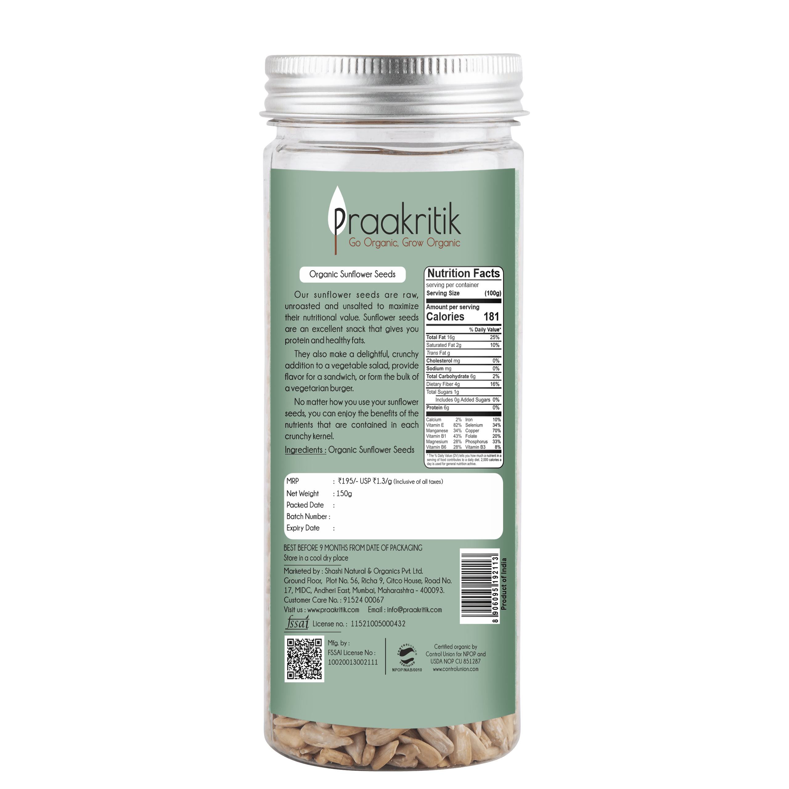 Praakritik Organic Sunflower seeds | Grocsy