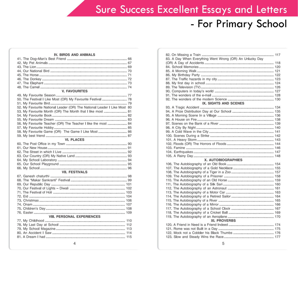 Prof. Bannerji's Sure Success Excellent Essays And Letters for Primary School | Age 7-15 years | Grocsy