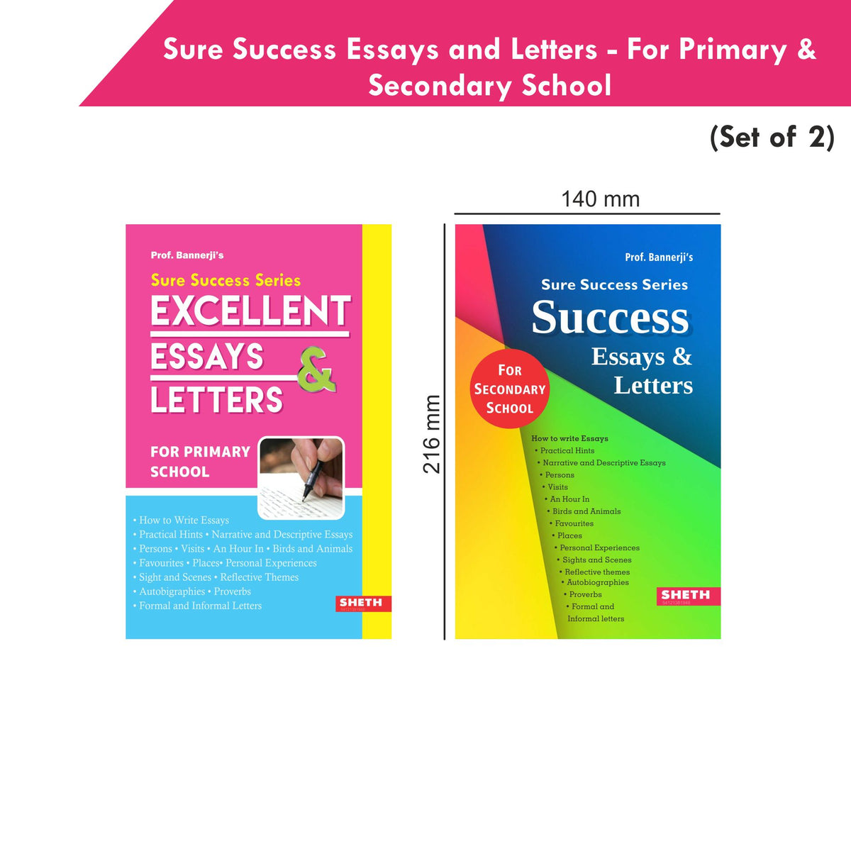 Sure Success Primary & Secondary School Essays and Letters Books Set of 2| Formal & Informal Letters, Descriptive Essays | Grocsy