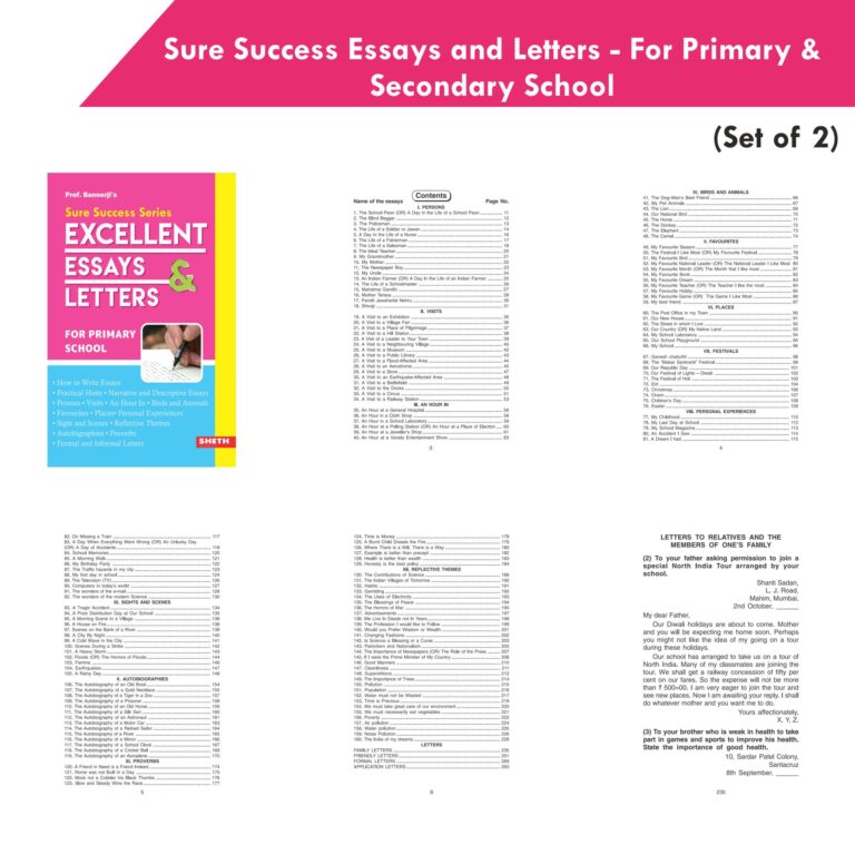 Sure Success Primary & Secondary School Essays and Letters Books Set of 2| Formal & Informal Letters, Descriptive Essays | Grocsy