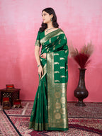 Vedant Vastram Banarasi Silk Fashion Saree - Green | Grocsy