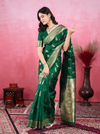 Vedant Vastram Banarasi Silk Fashion Saree - Green | Grocsy
