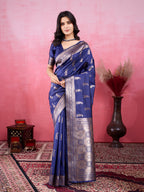 Vedant Vastram Banarasi Silk Fashion Saree - Navy | Grocsy