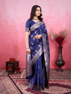 Vedant Vastram Banarasi Silk Fashion Saree - Navy | Grocsy