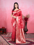 Vedant Vastram Banarasi Silk Fashion Saree - Red | Grocsy