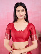Vedant Vastram Banarasi Silk Fashion Saree - Red | Grocsy