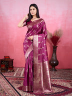 Vedant Vastram Banarasi Silk Fashion Saree - Wine | Grocsy