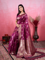 Vedant Vastram Banarasi Silk Fashion Saree - Wine | Grocsy