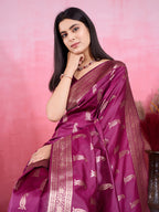 Vedant Vastram Banarasi Silk Fashion Saree - Wine | Grocsy