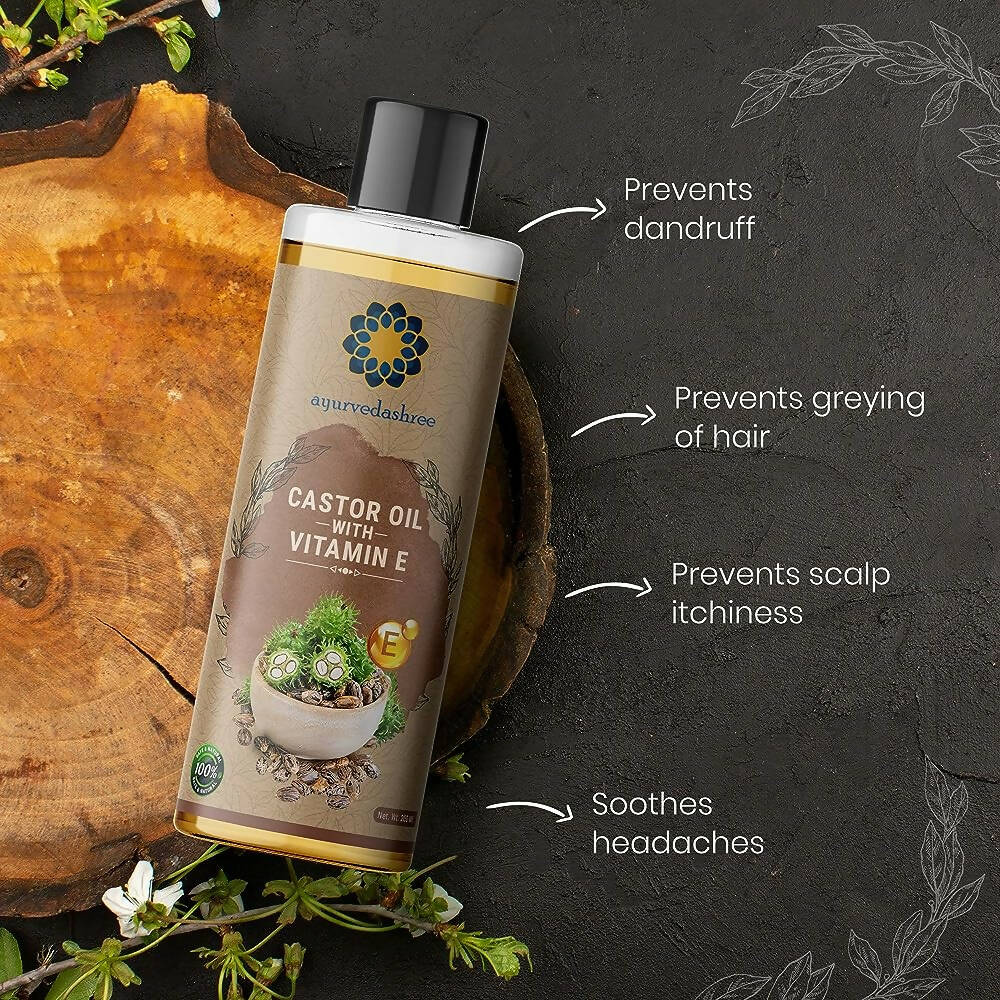 Ayurvedashree Cold-Pressed Castor Oil with Vitamin E | Grocsy