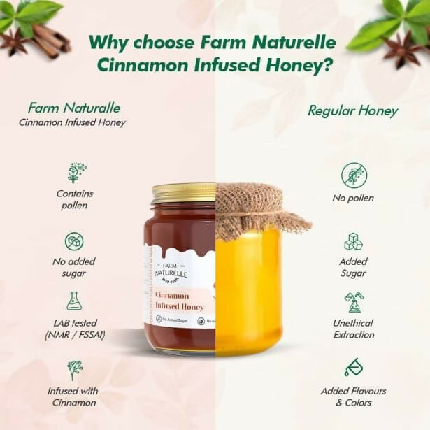 Farm Naturelle Cinnamon Infused Honey - 100% Pure and Natural | Grocsy
