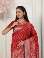 Shree Shyam Fashion Lichi Silk Red Saree | Grocsy