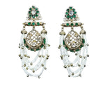 Jewel City Elegant Kundan & Green Emerald Pearl Drop Jhumka Earrings – Traditional Handcrafted Ethnic Jewelry | Grocsy