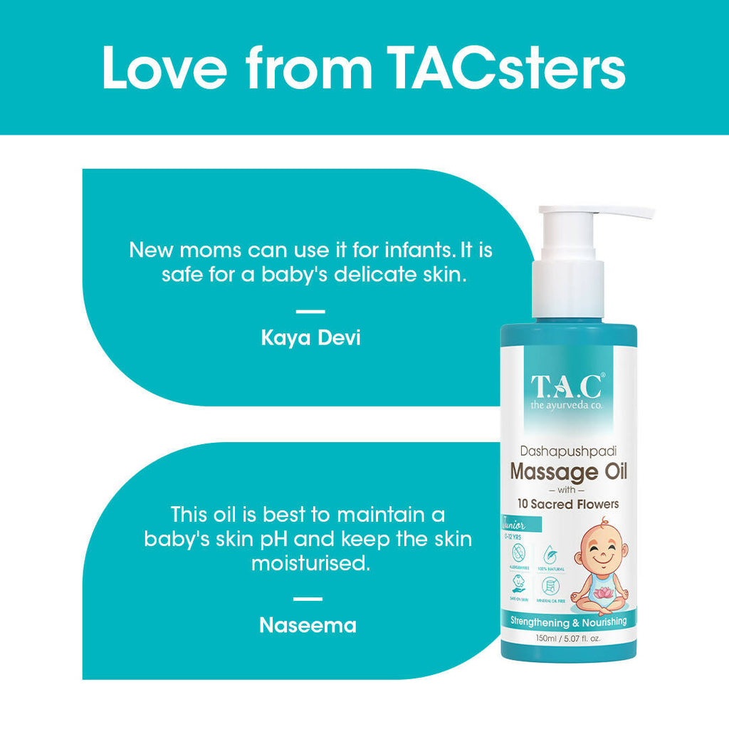 TAC - The Ayurveda Co. Dashapushpadi Ayurvedic Baby Massage Oil | Grocsy