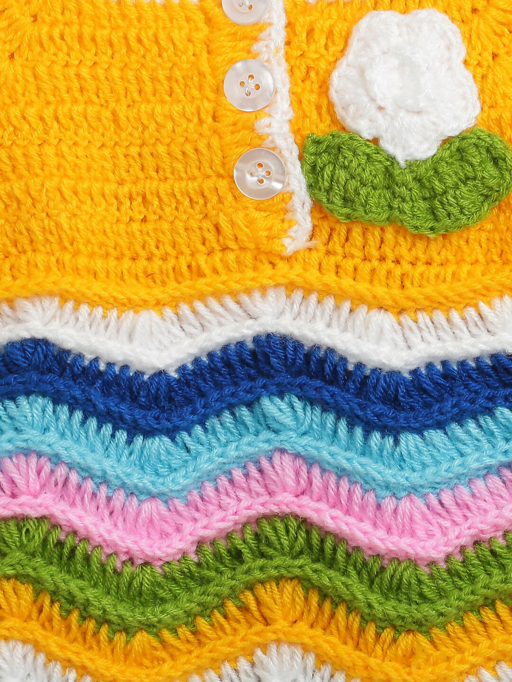 ChutPut Hand knitted Crochet Arcade Wool Dress For Baby Girls - Yellow | Grocsy