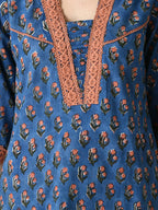 Myshka Women's Blue Straight Printed Kurta | Grocsy