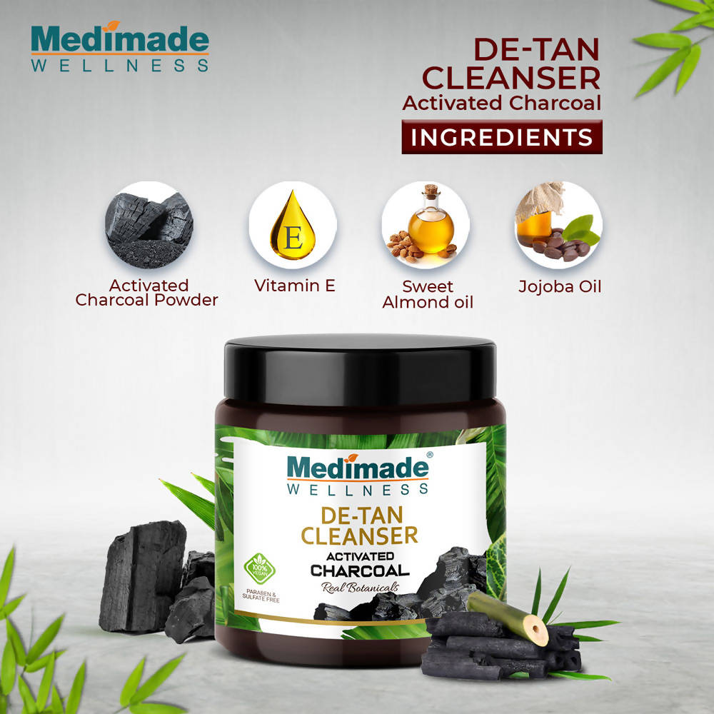 Medimade Wellness Activated Charcoal De-Tan Cleanser | Grocsy