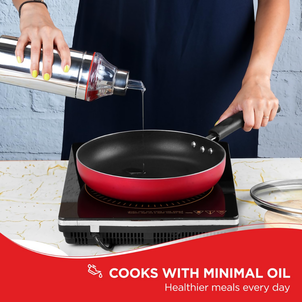 Vinod Zest Inducto Aluminium Non Stick Deep Frypan with Glass Lid | Grocsy