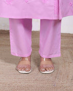 Miravan Womens Pink Lucknowi Angrakha Style Kurta With Palazzo | Grocsy