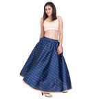 Indian Clothing Asmaani Navy Blue Color Golden Zari Work Maxi Skirt | Grocsy