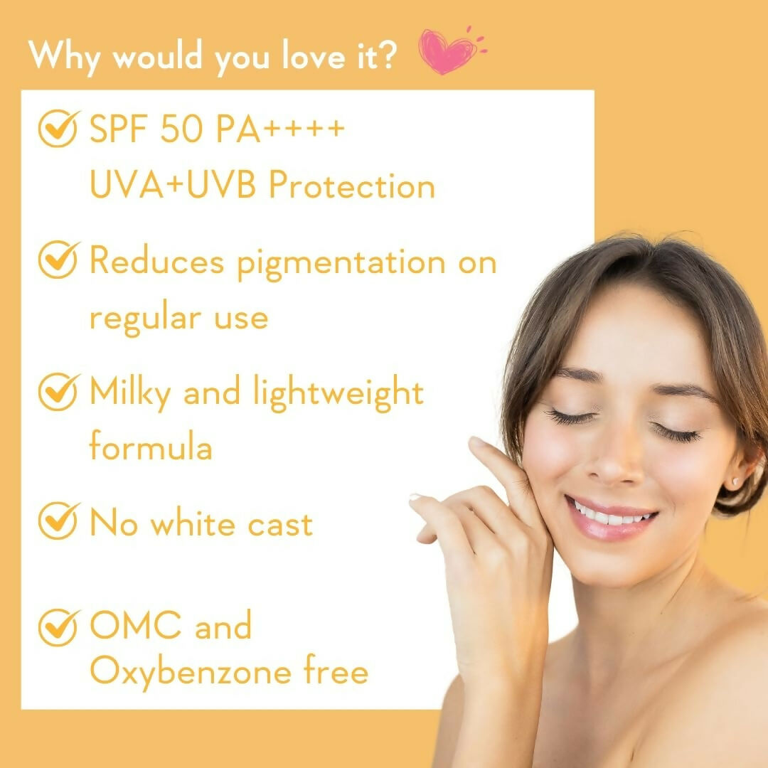 Wishcare Vitamin C Pure Glow Milk Sunscreen SPF 50 | Grocsy