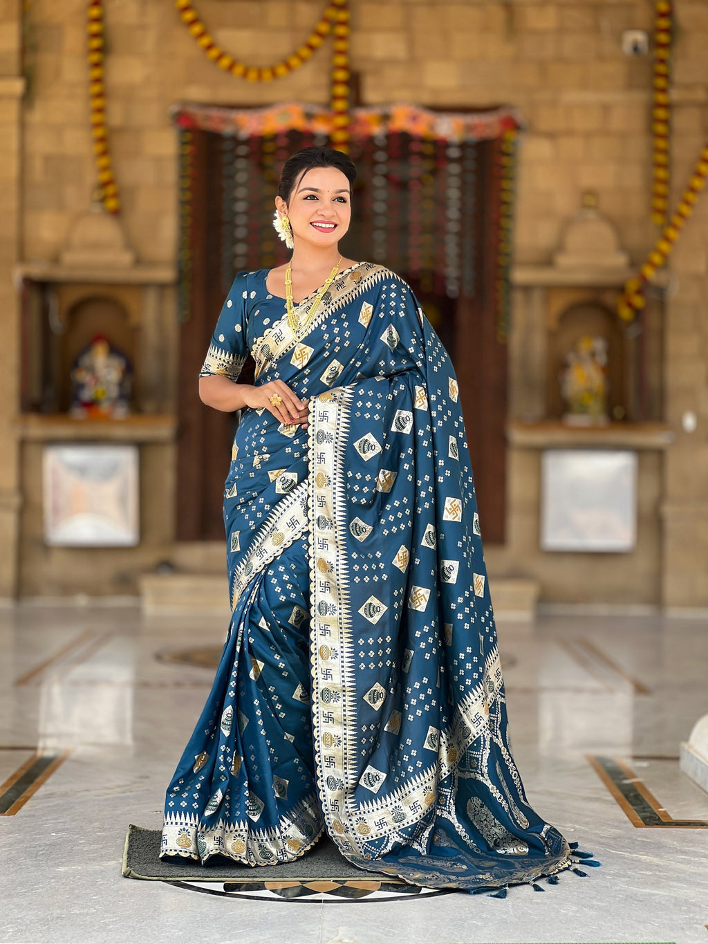 Vedant Vastram Soft Dola Silk Fancy Jacquard Bollywood Saree - Morpich | Grocsy