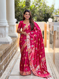 Vedant Vastram Soft Dola Silk Fancy Jacquard Bollywood Saree - Pink | Grocsy