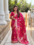 Vedant Vastram Soft Dola Silk Fancy Jacquard Bollywood Saree - Pink | Grocsy
