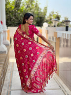 Vedant Vastram Soft Dola Silk Fancy Jacquard Bollywood Saree - Pink | Grocsy